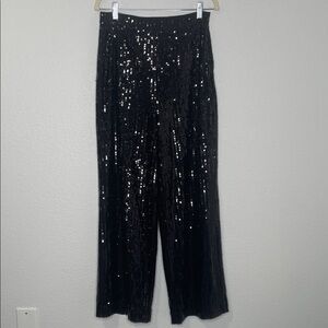 House of Harlow 1960 Women’s Black Sequined Wide Leg Dress Pants Size 4